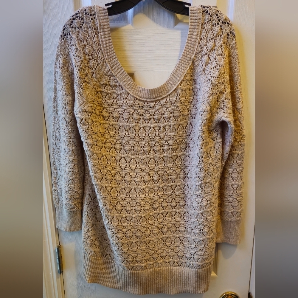 American Eagle Outfitters Cream Beige Knit Sweater w/Sparkle Accents - Size XL